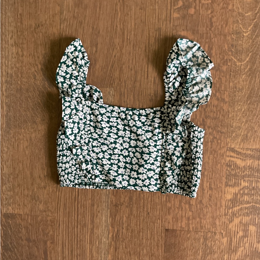 SHEIN Green and White Floral Kids crop top size 12